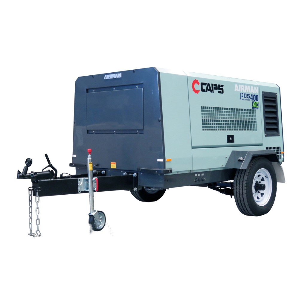 AIRMAN PORTABLE TRAILER MOUNTED AIR COMPRESSOR C/W AFTERCOOLER & WATER